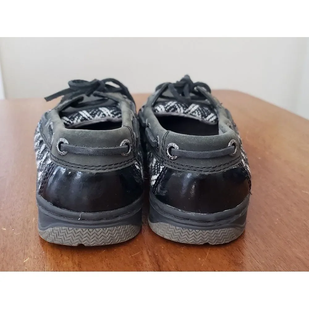 Women's Sebago Sands‎ Boat Shoes 6 Charcoal Grey Herringbone